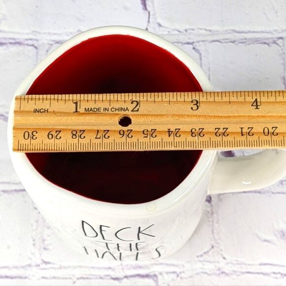 Rae Dunn DECK THE HALLS White/Red Ceramic Mug - Picture 4 of 6